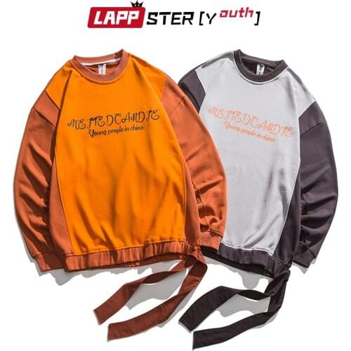 LAPPSTER-Youth Men Harajuku Japanese Streetwear Hoodies 2021 Mens Winter Patchwork Oversized Hoodie Male Kpop Causal Sweatshirts