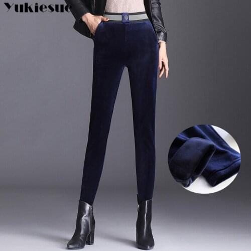 Streetwear 2020 skinny thick warm fleece womens pants female high waist pencil for women trousers woman Plus size 5xl 6xl