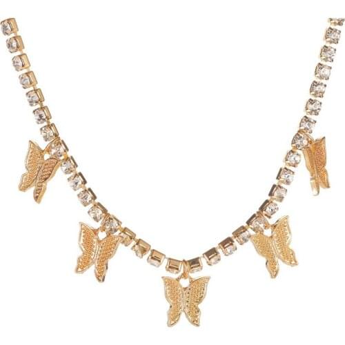 Vintage Multilayer Pendant Butterfly Necklace for Women Butterflies Moon Charm Choker Necklaces Boho Jewelry Christmas Gift