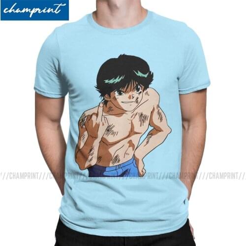 Yusuke Urameshi Mens T Shirts Yu Yu Hakusho Kurama Anime Amazing Tees Short Sleeve Round Collar T-Shirt Cotton Summer Clothes