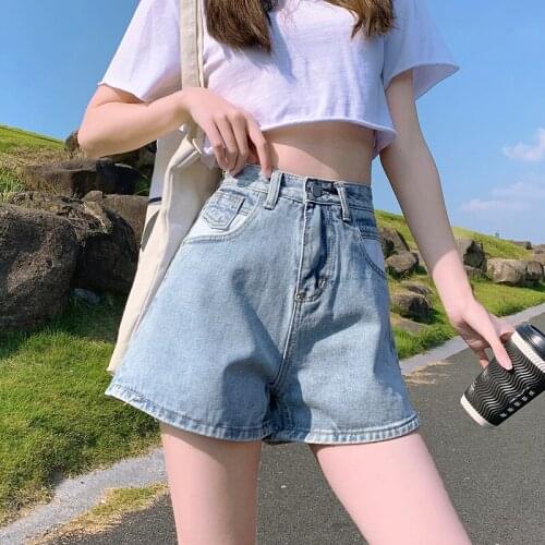 Womens New 2021 Fit High Quality Denim Tide Female Pants Summer solid color Loose Mom Shorts Jeans Streetwea Versatile Casual