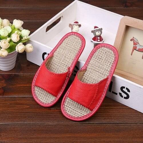 Ladies winter slippers leather fish mouth household cotton and linen slippers LD017-2253