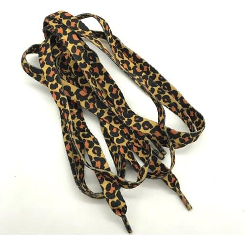 1 Pair Newest Classic Leopard Print Shoelaces Fashion Flat Laces Applicable To All Kinds Of Shoes Casual Sports Shoelaces Print