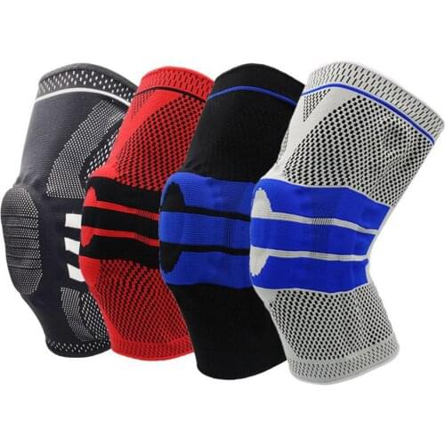 1Pc 3D Weaving Silicone Knee Pads Supports Brace Volleyball Basketball Meniscus Patella Protectors Sports Safety Kneepads