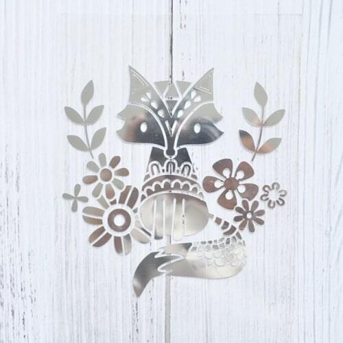 Happymems 1pcs Fox Flower Iron On Patches Silver foil Iron On Patches For Art Clothes Decoration Iron On Patches