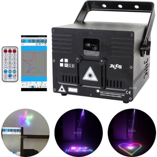 1W RGB DMX Laser ILDA Bluetooth Phone APP Edit Animation Projector Music Light Pro DJ Party Stage Effect Lighting Scanner Remote