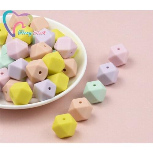 10 PCS 9-15 MM Silicone Round Beads Baby Pendant Hexagon 14 MM & 17 MM Silicone Teething Beads DIY Necklace Teething Toys