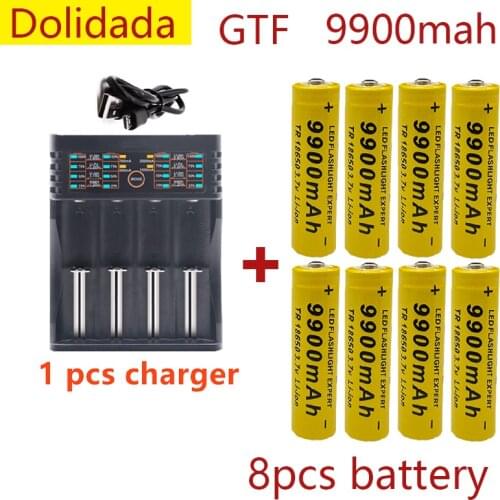 100% New Original 18650 battery 3.7V 9900mAh rechargeable liion battery for Led flashlight battery Wholesale +401 charger
