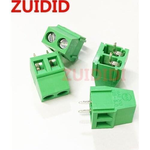 100PCS 128-5.0-2P Screw 2Pin 5.0mm Staight Pin PCB Screw Terminal Block Connector(300V/15A)
