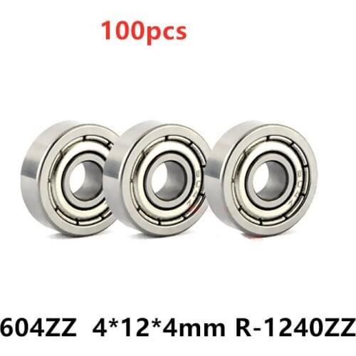 100pcs miniature bearing 604ZZ 4*12*4 mm R-1240ZZ deep groove ball bearing 604 -2Z 4mmx12mmx4mm