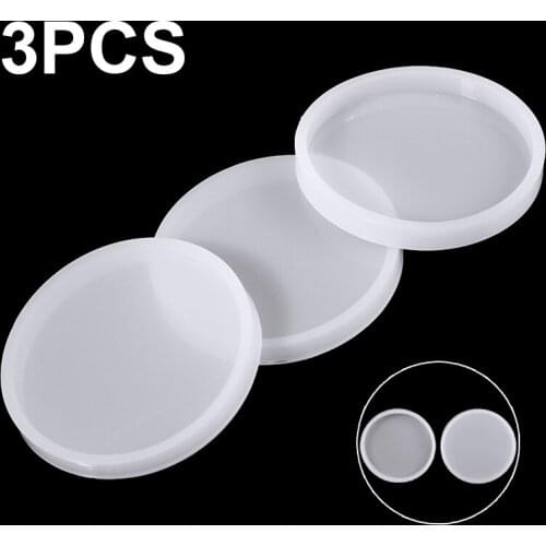 3pcs Translucent Durable Round Coaster Resin Casting Mold Silicone Making Epoxy Mould Craft DIY Tool
