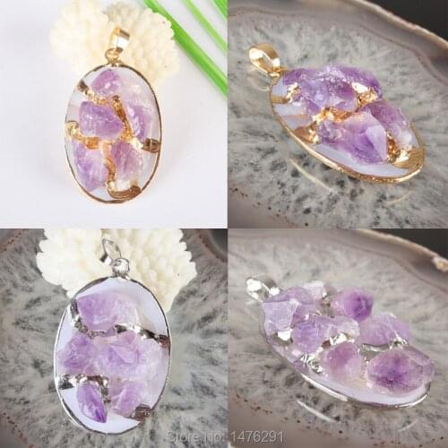 39X28MM Charming Purple Crystal Irregular Bead Pendant 1PCS