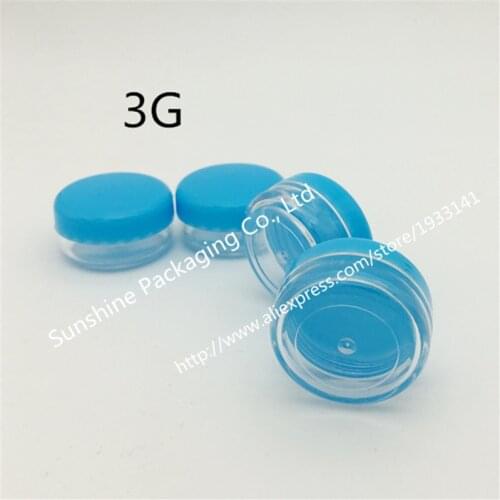 50pcs 3g cosmetic cream jar container, plastic bottle sample jar, cosmetic packaging display case