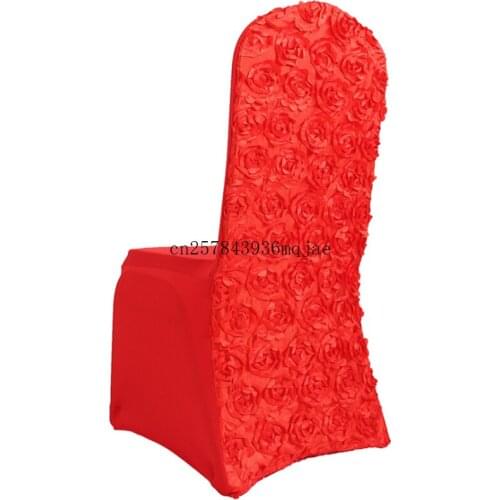 50pcs Chair Covers Rose Flower Chair Cover for Wedding Hotel Decoration