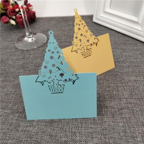 50PCS Christmas Tree Table Card Laser Cut Guest Business Card Wedding Christmas Birthday Party Invite Cards Table Decoration 5Z