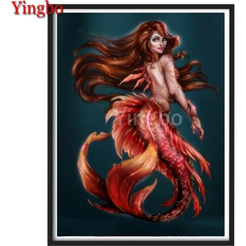 Full Square/Round Drill 5D DIY Diamond Painting Mermaid Girl 3D Diamond Embroidery Cross Stitch Cartoon Princess 5D Home Decor