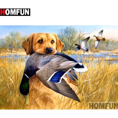 HOMFUN Full Square/Round Drill 5D DIY Diamond Painting "Dog bird" Embroidery Cross Stitch 5D Home Decor Gift A14149