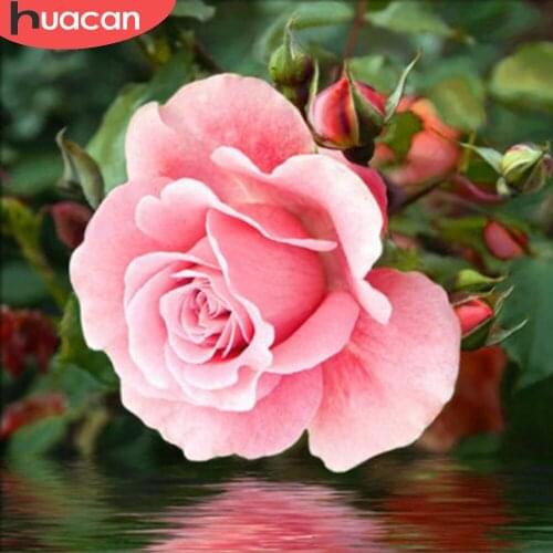 HUACAN Diamond Painting New Arrival Flower Mosaic Rose Home Decor Embroidery Floral Water Crystal Wall Stickers