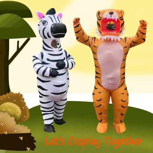 Anime Party Cosplay Costumes for Adult Man Woman Animal Tiger Zebra Inflatable Costume Halloween Purim Funny Cos Suit