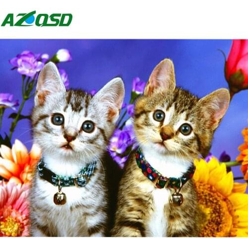 AZQSD Diamond Painting cat Cross Stitch Diamond Embroidery Sale animal Home Decor Needlework 5d Diy Picture Of Rhinestones