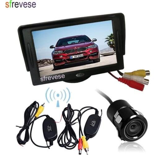 Wireless Mini Car Rear View Kit Reversing Parking camera 170 Degree Wide Angle + 4.3" TFT LCD Monitor