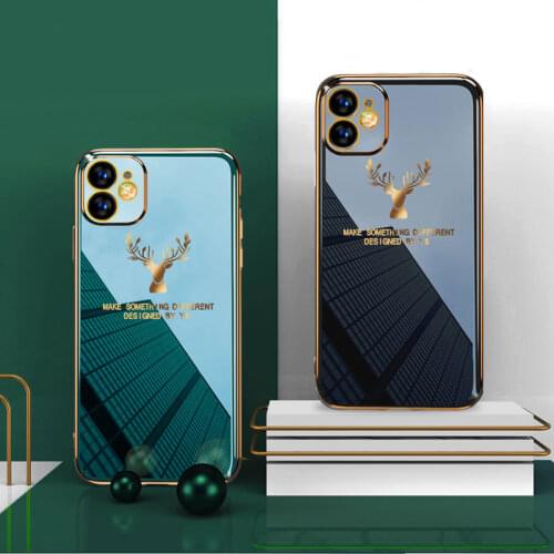 Luxury Phone Case For iPhone 11 12 Pro Max Plating Silicone Cover For iPhone 12 Mini 11Pro XR X XS Max Deer Pattern Soft Case