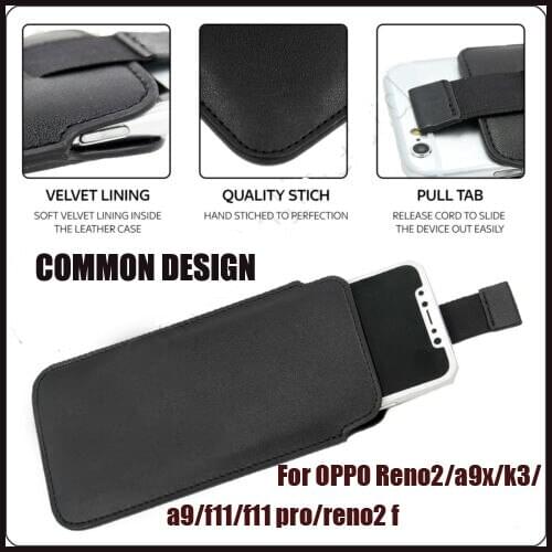 Casteel PU Pull Tab Sleeve Pouch Leather Case For OPPO Reno 2 5G A9X K3 A9 F11 F11 PRO Reno2 F Case Cover