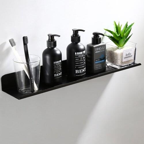 Black Shower Caddy Floating Bathroom Shelf Wall Mounted Bath Shelves Space Aluminum Bath Fixture Shampoo Accessories Storage