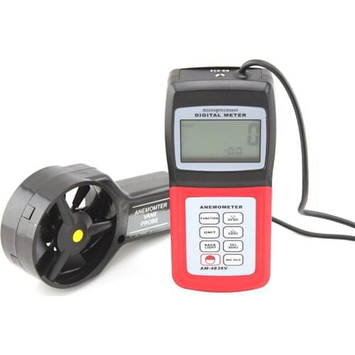 Digital Anemometer Wind Speed Tester 0.4~45.0 m/s AM-4836V High Precision Handheld Air Velocity Flow Temperature Measuring Meter