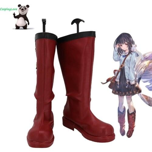 CosplayLove Granblue Fantasy Vikala Red Shoes Cosplay Long Boots Leather Custom Made For Halloween Christmas