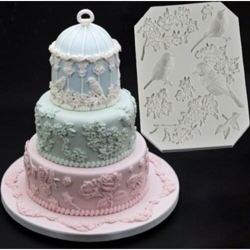 Blossoms & Birds Molds Fondant Cake Decorating Tools Silicone Molds Sugarcrafts Chocolate Baking Tools for Cakes Gumpaste Form