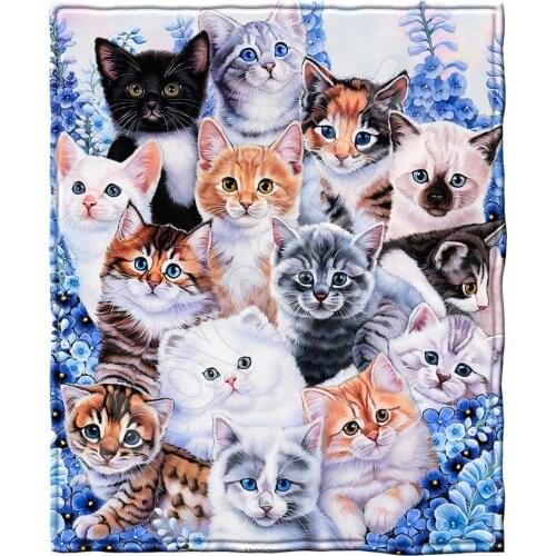Dawhud Direct Kitten Collage Super Soft Plush Fleece Throw Blanket by Jenny Newland for bedroom livingroom