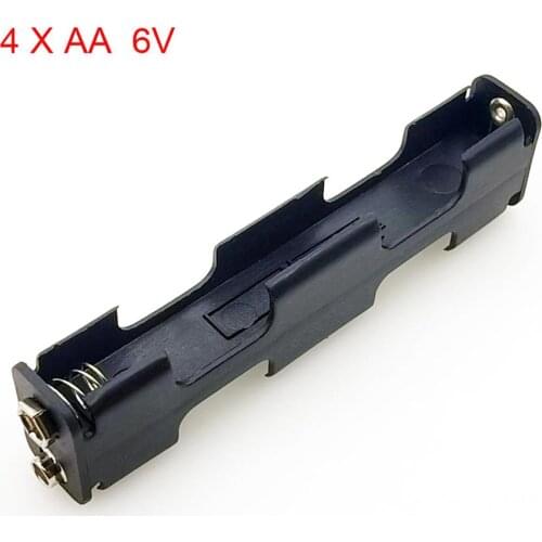 Battery Holder 4 x AA Long Strip Back Case 6V Dual Layers Double-sided Box 9V Button Plastic Storage Container Soldering Connect