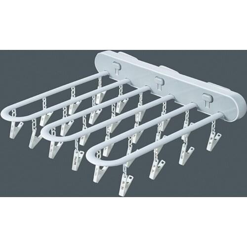 Home Wall Mounted Hanger Multifunctional Press Folding Clothes Hanger With 24 Clothespins Towels Socks Underwear Drying Rack Air