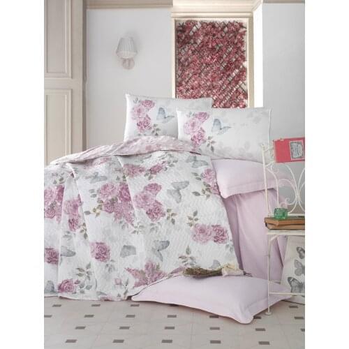 Cotton Box Double Quilted Duvet Sets, Four Seasons is used, Bedroom, linens, sheets, pillow cases are produced in Turkey Rosella