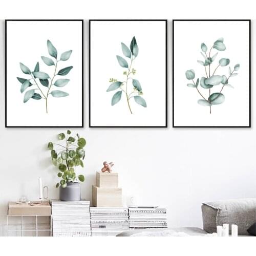 Eucalyptus Watercolor Botanical Wall Art Canvas Painting Nordic Posters and Prints Green Plants Wall Pictures Home Room Decor