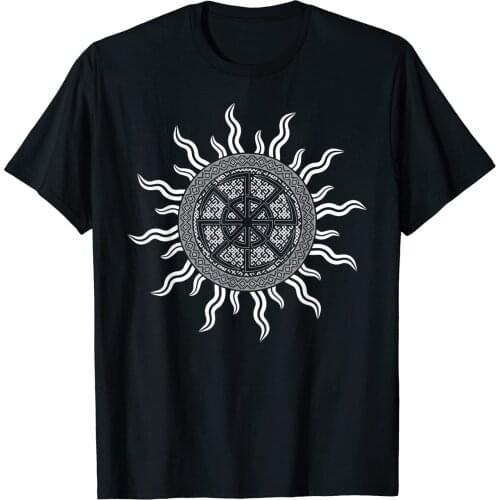 Double Kolovrat Slavic Heritage Sun God Deity Symbol T-Shirt. Summer Cotton O-Neck Short Sleeve Mens T Shirt New S-3XL