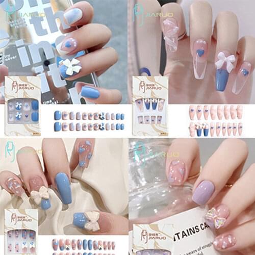 Fake Nails Art Nail Tips Press on False with Designs Set Full Cover Artificial Short Packaging Kiss Display Clear Tipsy Stick