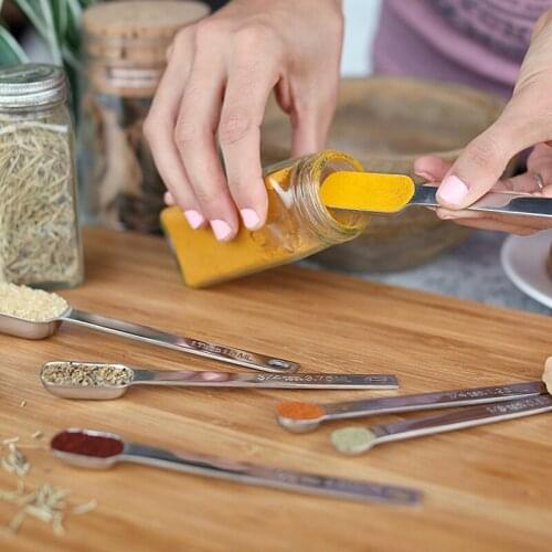 Stainless Steel Measuring Cups and Spoons All In One Measuring Set 7 Narrow/Stackable Spoons and 6 Nesting Cups for Easy Storage