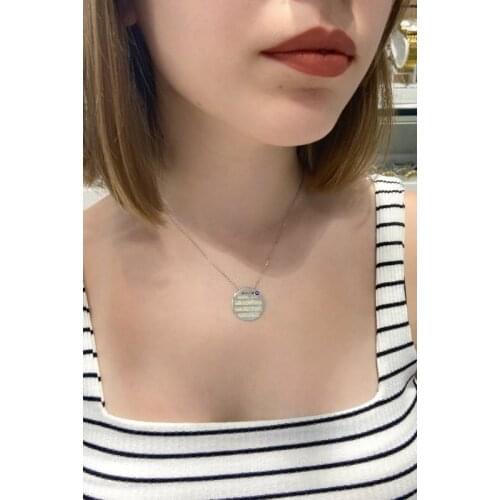 Evil eye Verse Written Round Plate 925 Silver Necklace