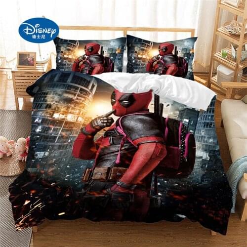 Disney Deadpool Bedding Set for Adult Duvet Cover King Queen Size Printing Bed Set Movies Home Textiles Bedclothes pillow case