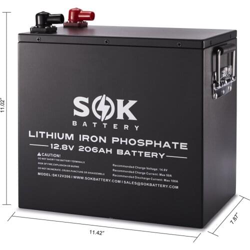 LiFePO4 Lithium Marine Batteries SOK battery 12V200Ah12V206Ah LiFePO4 Battery