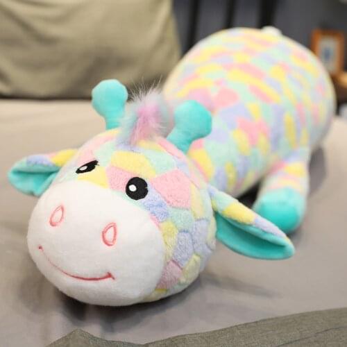 Cute Colorful Deer Plush Toys Cartoon Animal Rainbow Giraffe Stuffed Soft Dolls for Children Baby Birthday Gifts