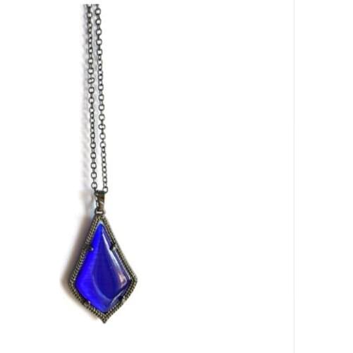 Fashion Slate Cat Eye Royal blue Opal Stone Pendant Necklace for Women