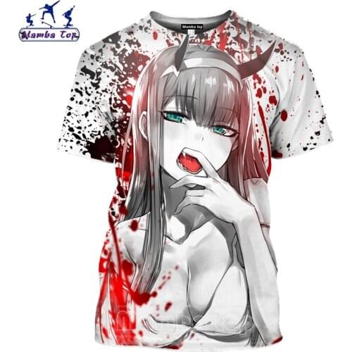 Manga ZERO TWO Tshirt 3D Hentai Sexy Lolita Anime Darling In The Franxx T-Shirts Men Bikini Holiday Tees Senpai Women Streetwear