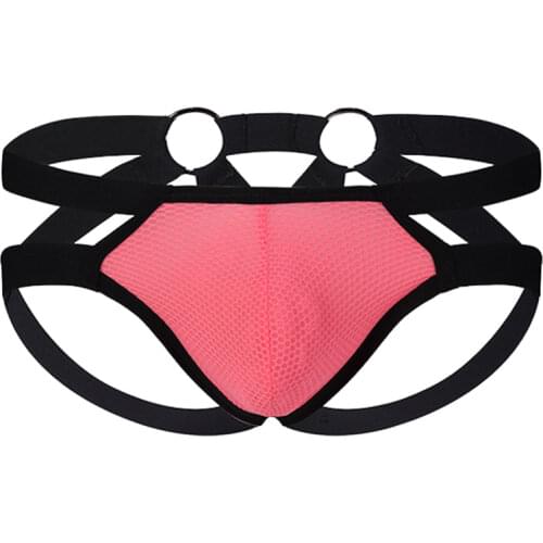 Mens Thongs Breathable Mesh Jockstrap Gay Homens Open Back Low Waist Sexy Man High Elasticity Enhance Pouch