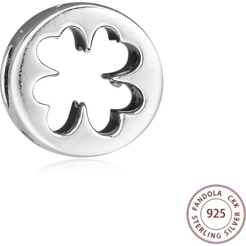 Fits Pandora Bracelet Argent 925 Sterling Silver Clover Cut Out Charms Beads for Women DIY Jewelry Making Berloques