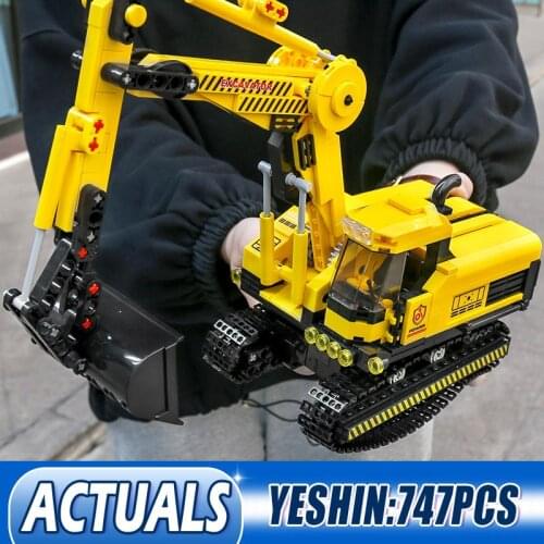 QL0235 Creative Toys Ciy Engineering Car The Excavator Model 20007 Building Blocks Assembly Bricks Kids Birthday Toys Gifts