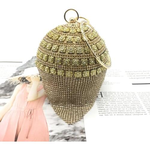Diamond Crystal Tassel Chic Round Ball Evening bags Wedding purse Womens Fashion Day Clutches Pearl Party Purse Chains Handbags