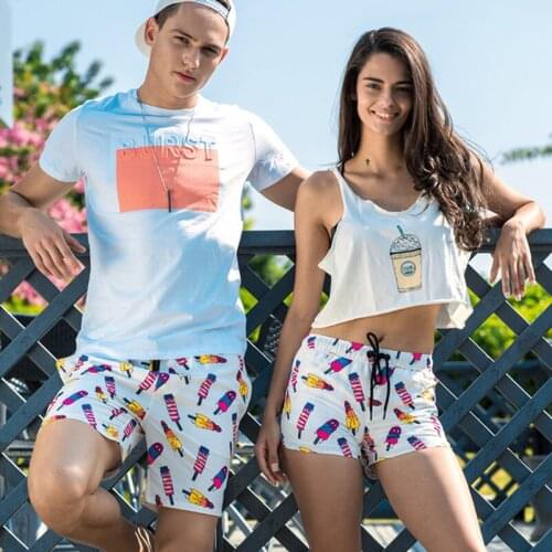 SD618 cartoon ice cream printing swimwear men swimsuits summer vacatuion couple beach shorts women men swim trunk boxer shorts
